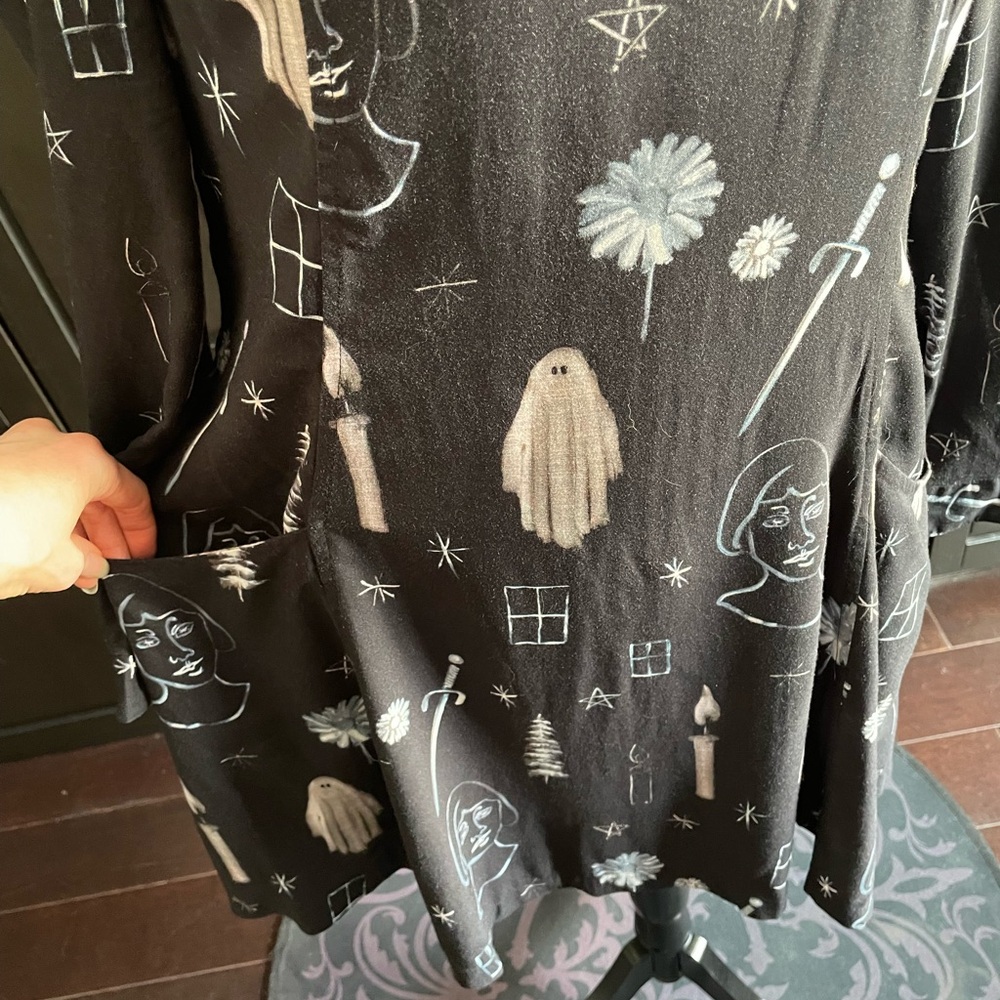 Black Dress with Ghost and Candle Print - Picture 2 of 5